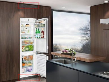 Šaldytuvui reikia ventiliacijos angų